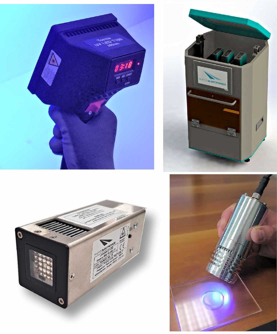 UV curing Led lamps and ovens for applications on small formats.